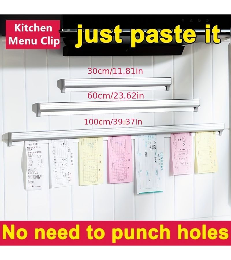 Stainless Steel Wall Mounted Order Holder 100cm Receipt Clip - Image 2