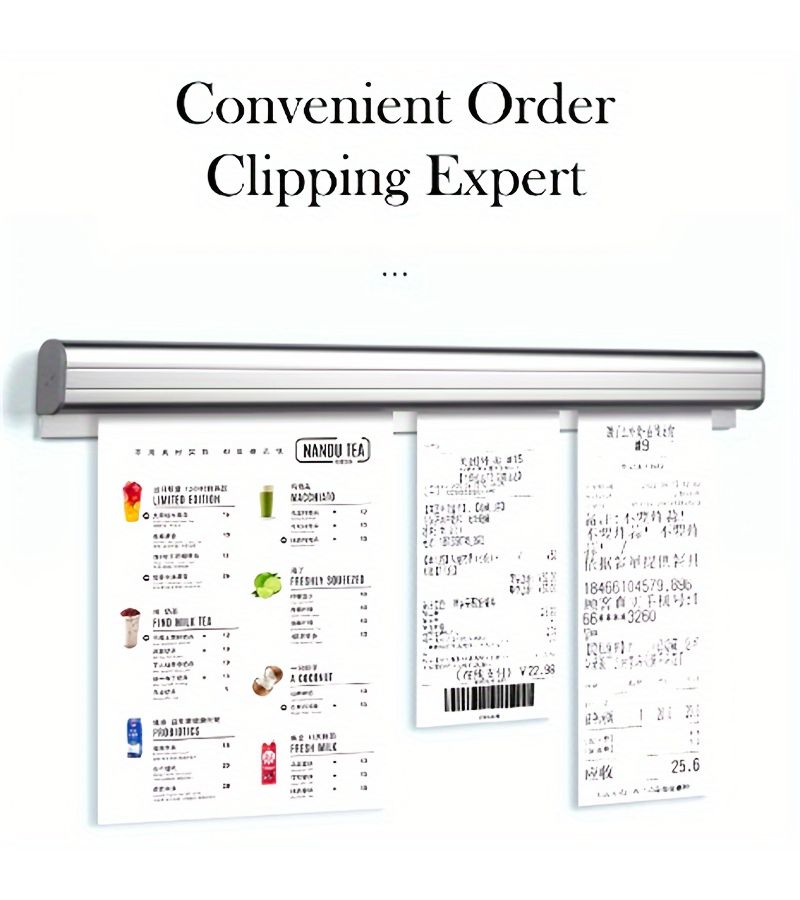 Stainless Steel Wall Mounted Order Holder 100cm Receipt Clip - Image 5