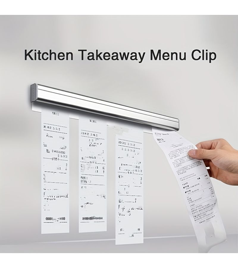 Stainless Steel Wall Mounted Order Holder 100cm Receipt Clip - Image 4