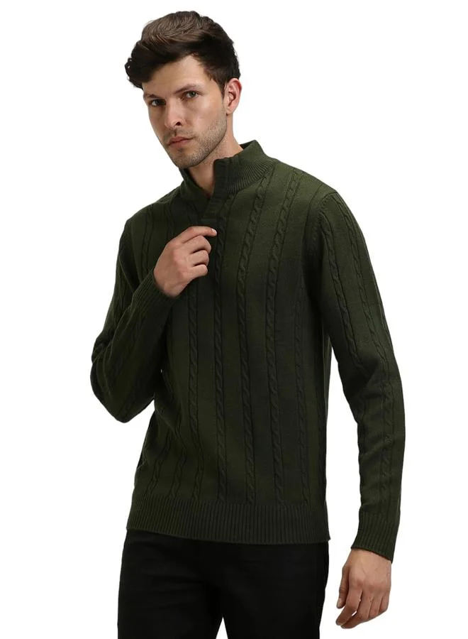 Dennis Lingo Dennis Lingo Textured Cable Knit Mock Neck Sweater