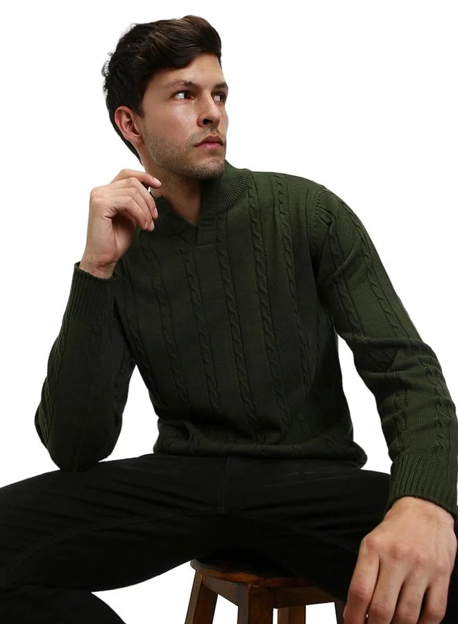 Dennis Lingo Dennis Lingo Textured Cable Knit Mock Neck Sweater