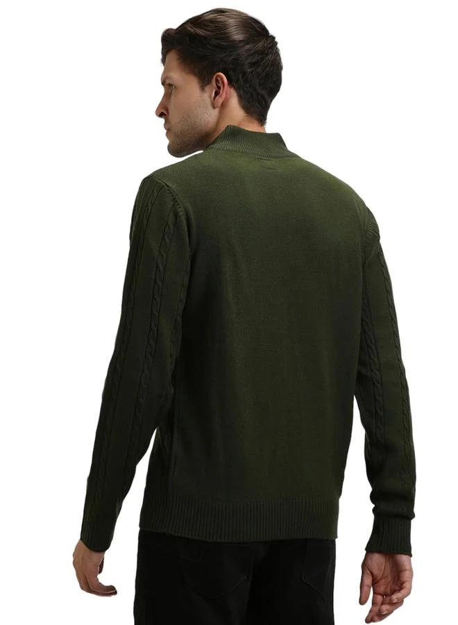 Dennis Lingo Dennis Lingo Textured Cable Knit Mock Neck Sweater