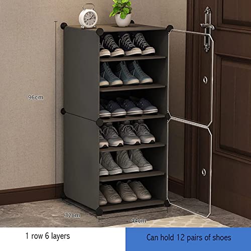 Zemic Shoe Rack DIY Portable Shoe Rack Organizer/Multi-Purpose Shelf Storage Cabinet Stand Expandable for Heels, Boots, Slippers Plastic Portable and Folding Shoe Rack (6-Shelf, Grey) - Image 2