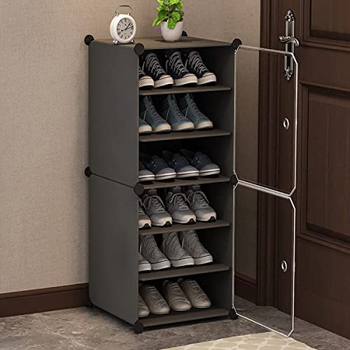 Zemic Shoe Rack DIY Portable Shoe Rack Organizer/Multi-Purpose Shelf Storage Cabinet Stand Expandable for Heels, Boots, Slippers Plastic Portable and Folding Shoe Rack (6-Shelf, Grey) - Image 1