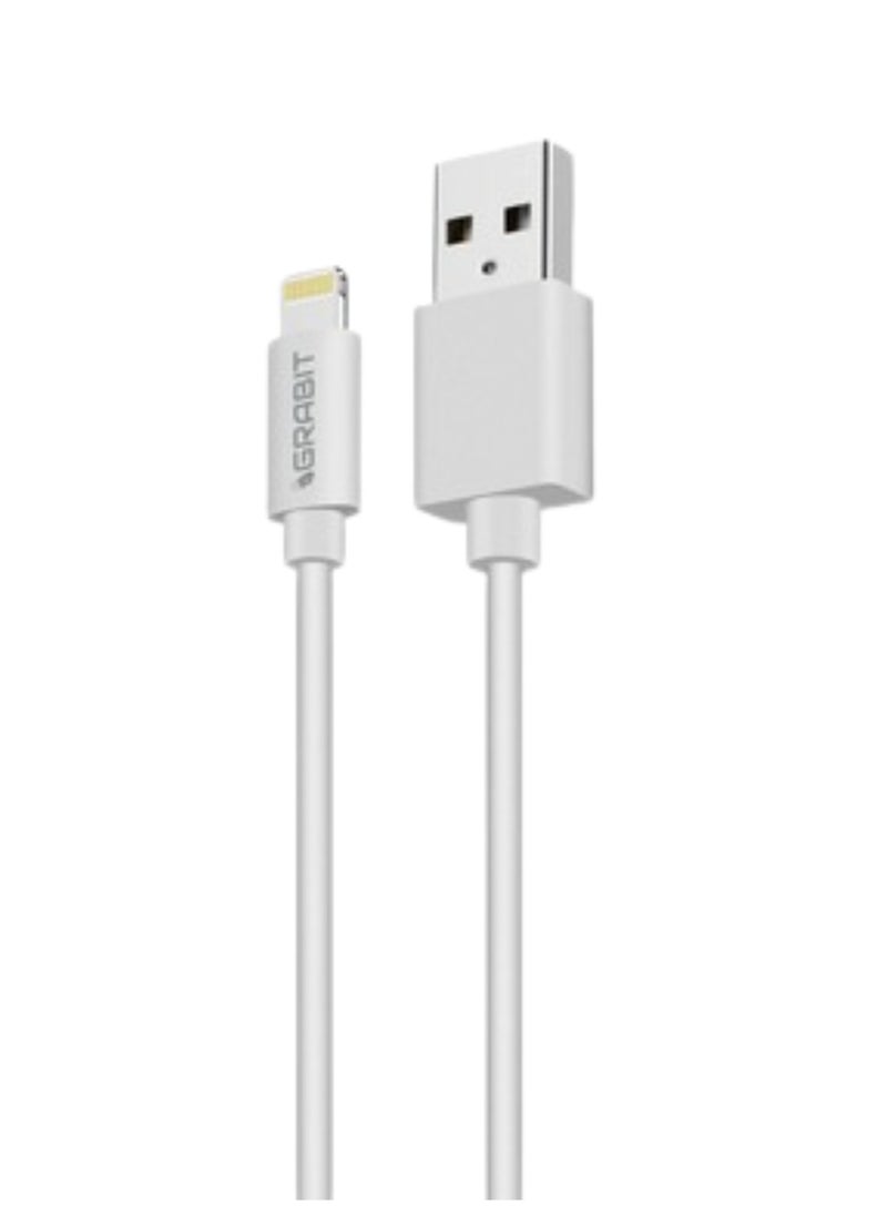 GRABIT - Charging Cable USB-A to Lightning Cable Fast & Reliable Charging delivers 2A fast charging, ensuring quick and stable power delivery for Apple devices. Made from high-quality PVC material with full copper wiring, this 1m cable provides efficient performance and durability for everyday use. Compatible with iPhone 16/15/14/13/12/11/XS/XR/X/8 series, iPads, and more, this lightweight and tangle-free cable is perfect for home, office, and travel. - Image 1