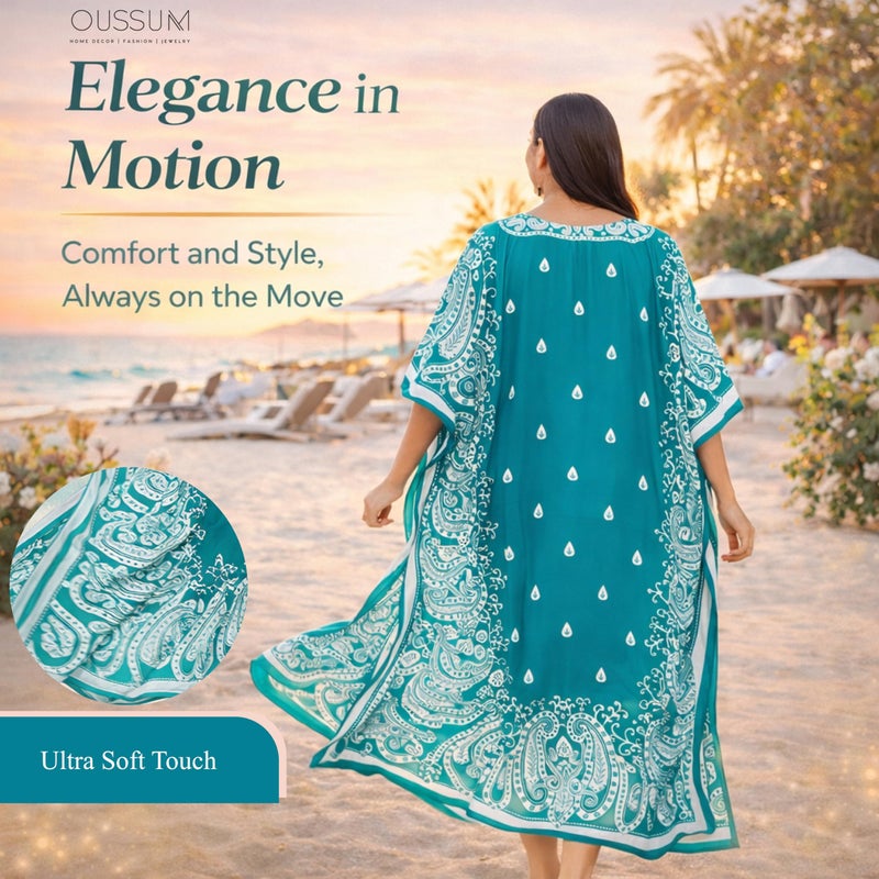 Oussum Plus Size Kaftan Dresses for Women, Polyester Summer Caftan Cover Up Maxi Beach Dress, 1Xâ€“3X - Image 5