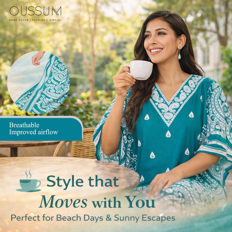 Oussum Plus Size Kaftan Dresses for Women, Polyester Summer Caftan Cover Up Maxi Beach Dress, 1Xâ€“3X - Image 3