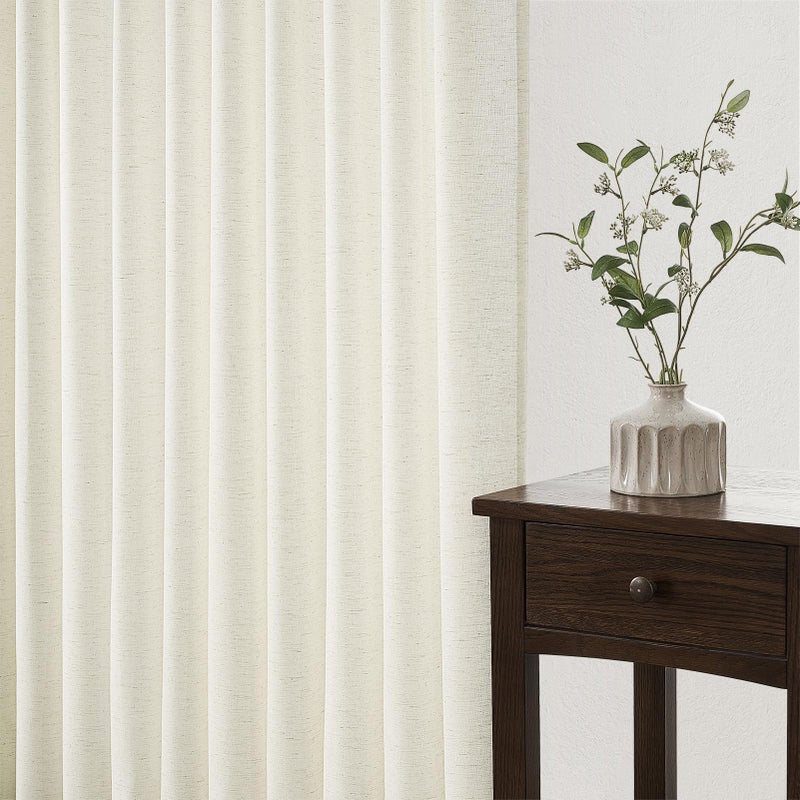 Topfinel Pinch Pleated 92 Inch Curtains 2 Panels for Living Room Natural Linen Curtains 92 Inches Long Pinch Pleat Drapes for Track System Light Filtering Semi Sheer Curtains for Living Room Bedroom Brich - Image 5