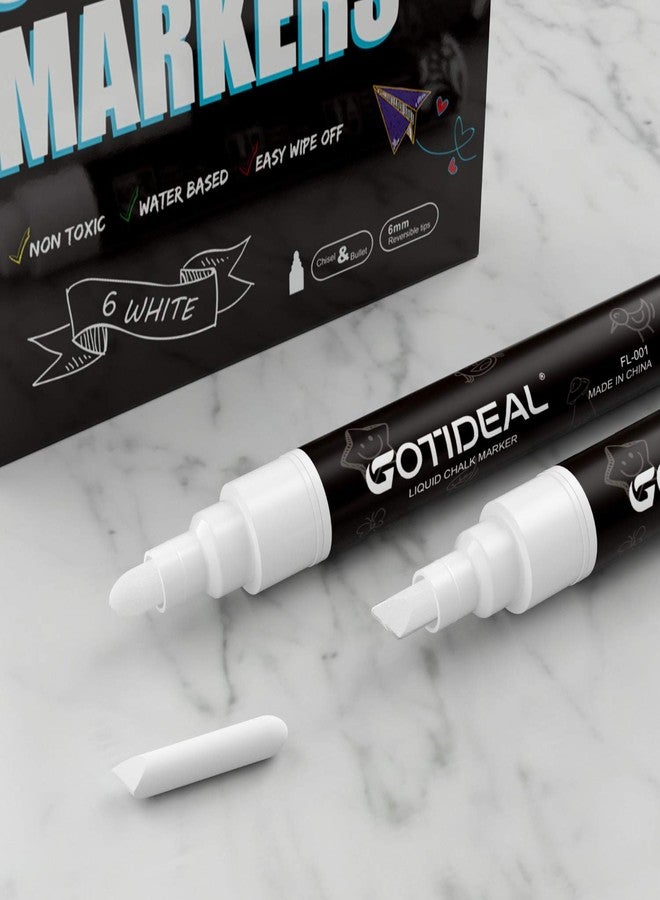 GOTIDEAL White Liquid Chalk Markers, 12 Pack Chalkboard Markers, Chalk Pens for Car Windows, Signs, Blackboard, Glass Painting, Erasable 6mm Reversible Chisel & Bullet Tip-… - Image 2