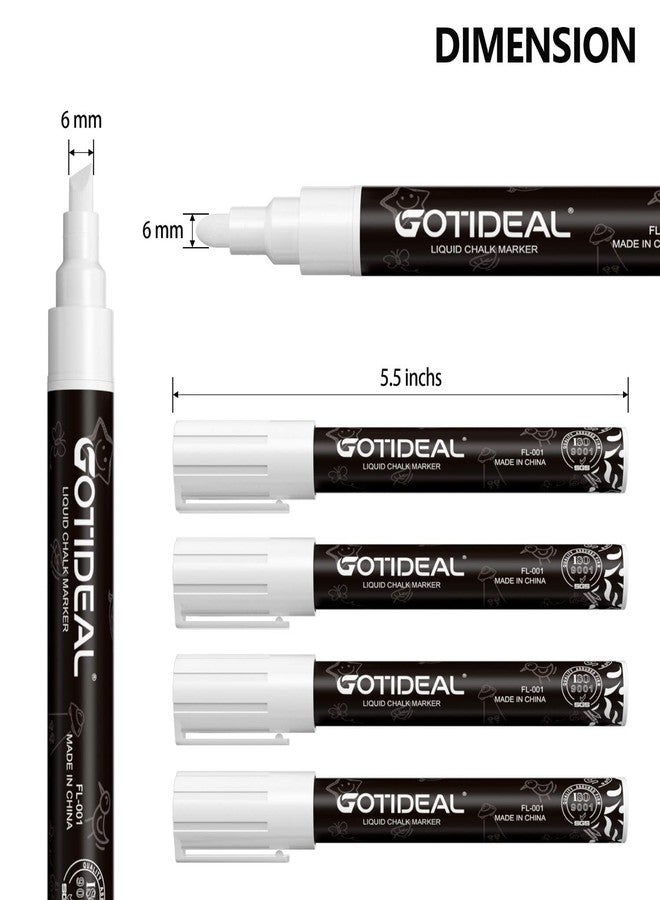 GOTIDEAL White Liquid Chalk Markers, 12 Pack Chalkboard Markers, Chalk Pens for Car Windows, Signs, Blackboard, Glass Painting, Erasable 6mm Reversible Chisel & Bullet Tip-… - Image 3