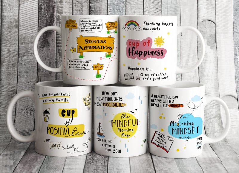 DAYS Motivational Quotes, Ceramic Coffee Mug-Best Quotes, Positive Mug, Encouragement Gift, Mental Health, Law of Attraction, Inspirational Best Gift's for Office Employee Set of 5 - Image 1