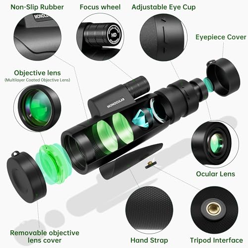 Asacam 2025 Update 80x100 Monocular Telescope High Powered for Smartphone HD Monoculars for Adults with AdapterTripod for Bird Watching Hiking Hunting Camping Traveling Outdoor Wildlife - Image 3