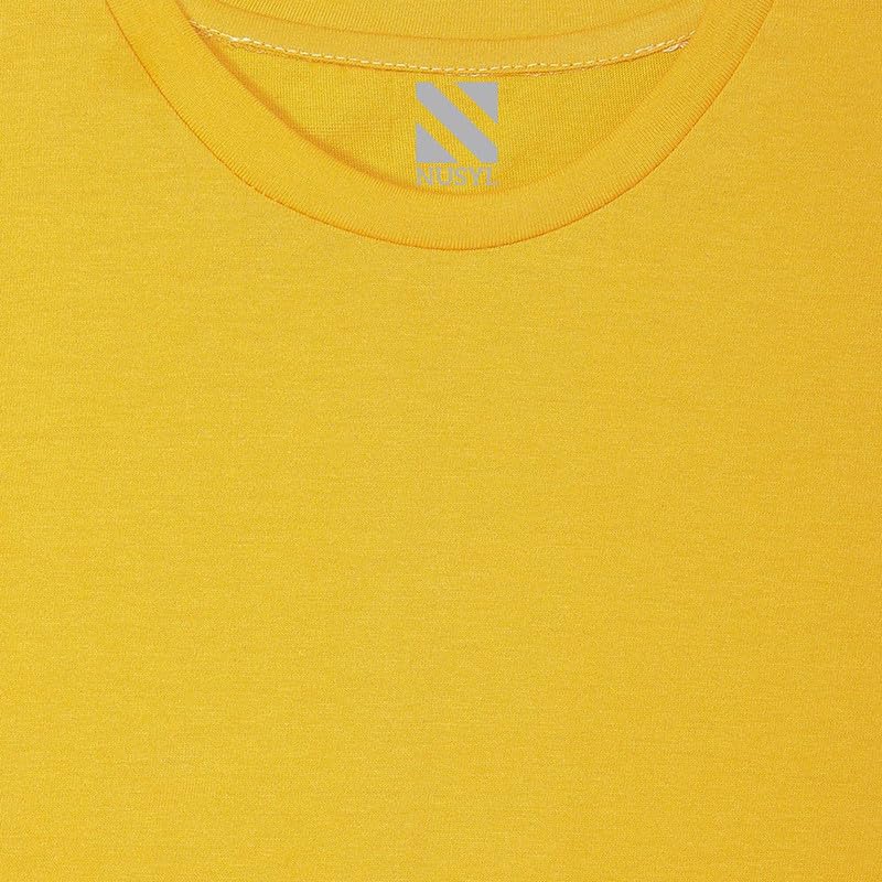 Nusyl Girls Half Sleeves Solid T-Shirt for Kids | Soft Cotton Blend | Comfortable Regular Fit | Casual 2-16 Years | Yellow - Image 3
