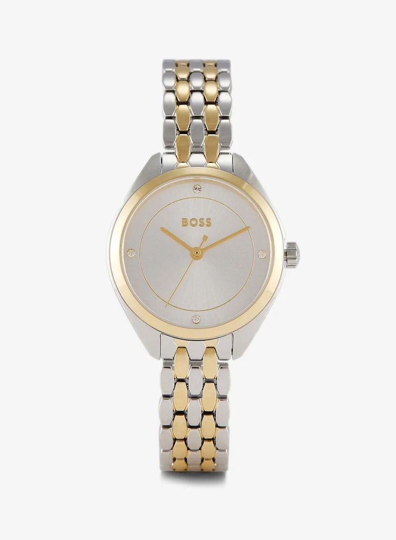 Mae Collection Analog Quartz Watch For Women With Two-Tone Stainless Steel Bracelet - 1502724