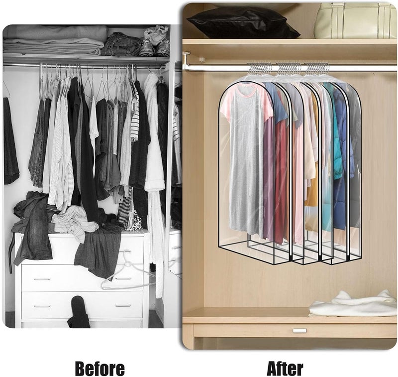 JUMBO FILTER 3 Pack 60" All Clear Garment Bags for Hanging Clothes Storage, 10" Gusseted Large Capacity Garment Rack Cover, Large Hanging Clothing Bag for Dress Gowns, Coats, Suit, Down Jacket - Image 4