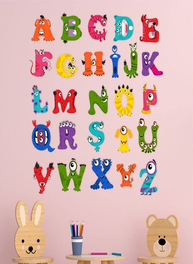 CVANU ABCD Letters As Funny Animals Vinyl Wall Sticker for Kids, Nursery School, Play School_Size(100cm X 100cm)_Multicolour - Image 4