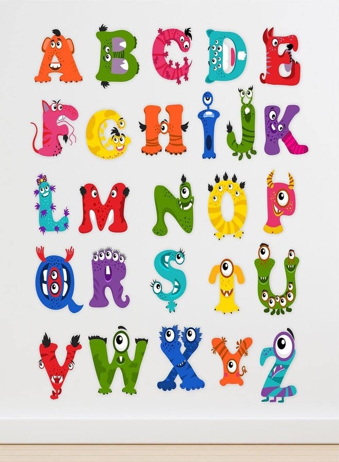 CVANU ABCD Letters As Funny Animals Vinyl Wall Sticker for Kids, Nursery School, Play School_Size(100cm X 100cm)_Multicolour - Image 1