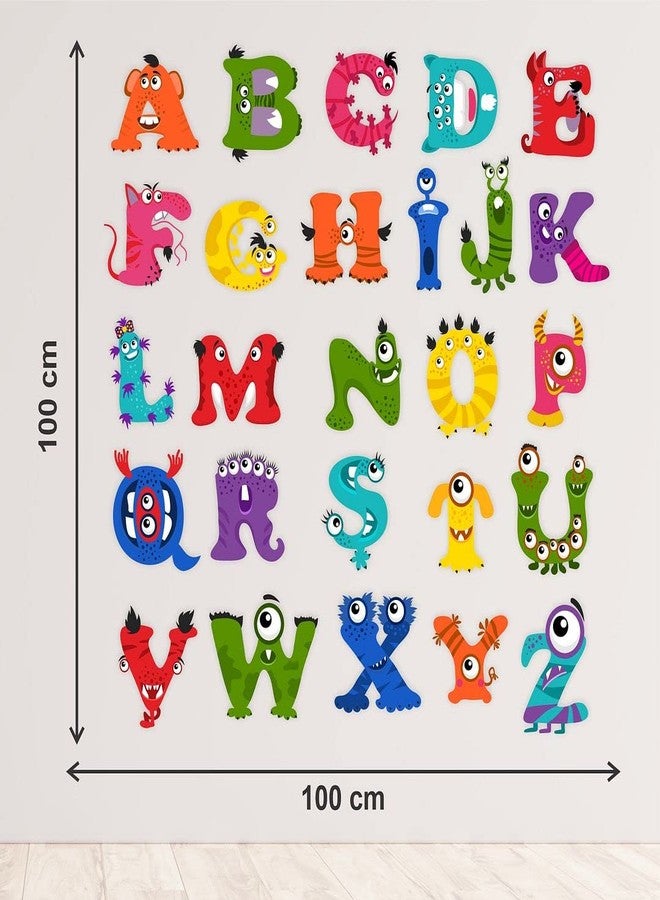 CVANU ABCD Letters As Funny Animals Vinyl Wall Sticker for Kids, Nursery School, Play School_Size(100cm X 100cm)_Multicolour - Image 5
