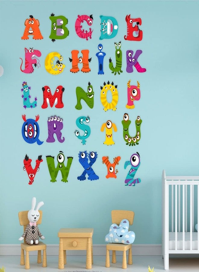 CVANU ABCD Letters As Funny Animals Vinyl Wall Sticker for Kids, Nursery School, Play School_Size(100cm X 100cm)_Multicolour - Image 3