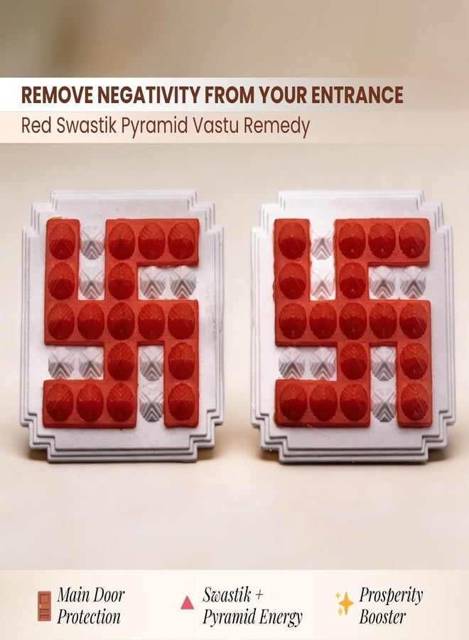 Plus Value Red Swastik Pyramid 2.5 Pair Vastu Remedies for Home Office Main Door Entrance Temple Tijori Cash Box Important Files Electronics (2pcs) - Image 2