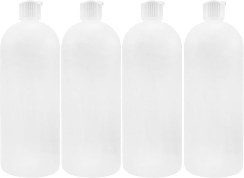 Cornucopia Brands 32-Ounce Flip Top Plastic Squeeze Bottles (4-Pack); Spout Style Tops, Natural Color