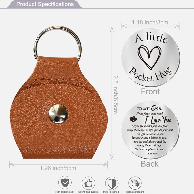 OUMILAN Pocket Hug Token Gifts for Men Boyfriend Girlfriend Inspirational Gift for Son Daughter Brother with Leather Keychain - Image 2