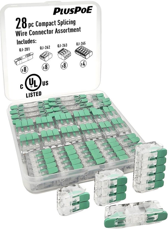 PLUSPOE Lever Wire Connector 28pc, UL Listed Compact Quick Splicing Lever Wire Electrical Nuts Assortment | Electrical Insulated Terminals | Compatible with WAGO 221-2401, 221-412, 221-413, 221-415 - Image 1