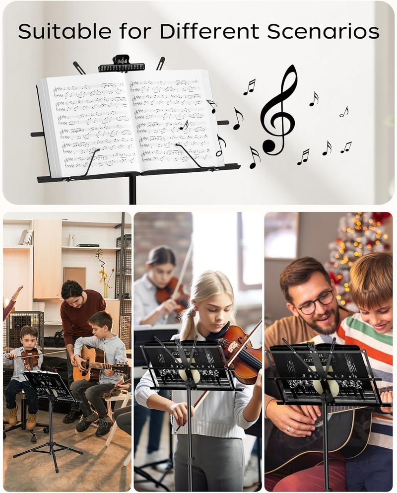 Mocking Bird Music Stand, 2 in 1 Dual-Use Folding Sheet Music Stand & Desktop Book Stand Portable Lightweight Carrying Bag | Lyrics Book Stand for Singing, Violin & Guitar - Image 3