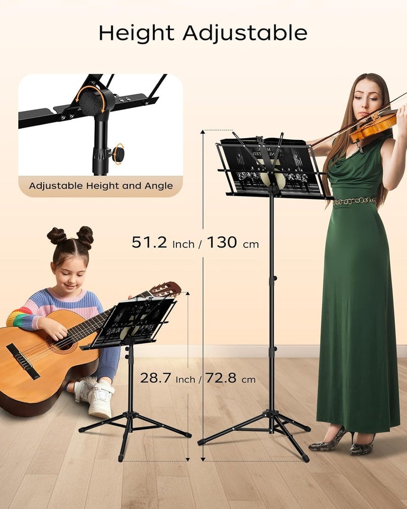 Mocking Bird Music Stand, 2 in 1 Dual-Use Folding Sheet Music Stand & Desktop Book Stand Portable Lightweight Carrying Bag | Lyrics Book Stand for Singing, Violin & Guitar - Image 5