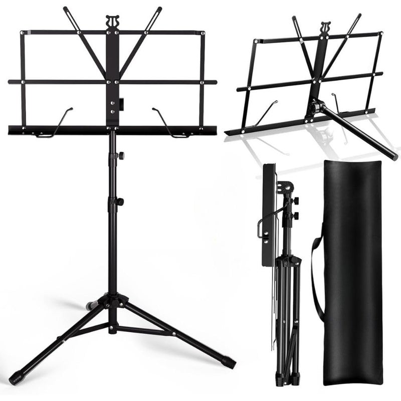 Mocking Bird Music Stand, 2 in 1 Dual-Use Folding Sheet Music Stand & Desktop Book Stand Portable Lightweight Carrying Bag | Lyrics Book Stand for Singing, Violin & Guitar - Image 1