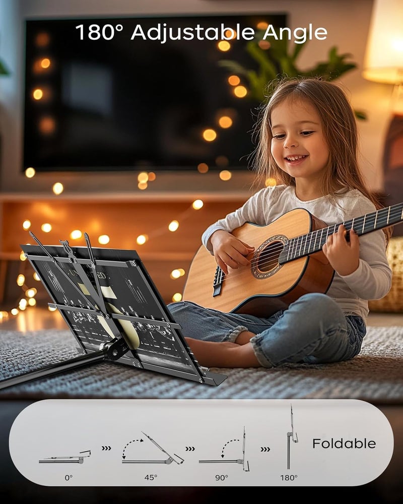 Mocking Bird Music Stand, 2 in 1 Dual-Use Folding Sheet Music Stand & Desktop Book Stand Portable Lightweight Carrying Bag | Lyrics Book Stand for Singing, Violin & Guitar - Image 4