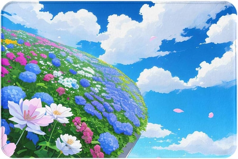 White Cloud Flower Doormat 16x24 Indoor Outdoor Front Door Mat for Home Patio Porch - Image 3