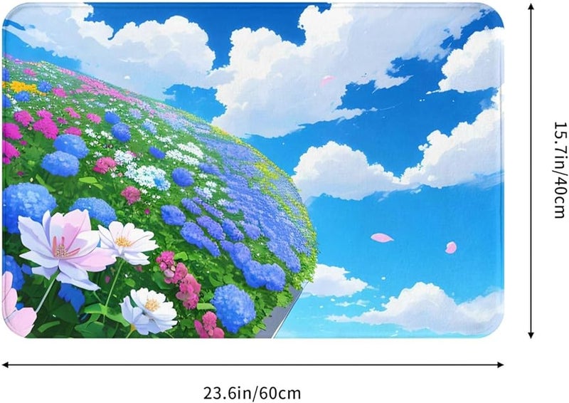 White Cloud Flower Doormat 16x24 Indoor Outdoor Front Door Mat for Home Patio Porch - Image 2