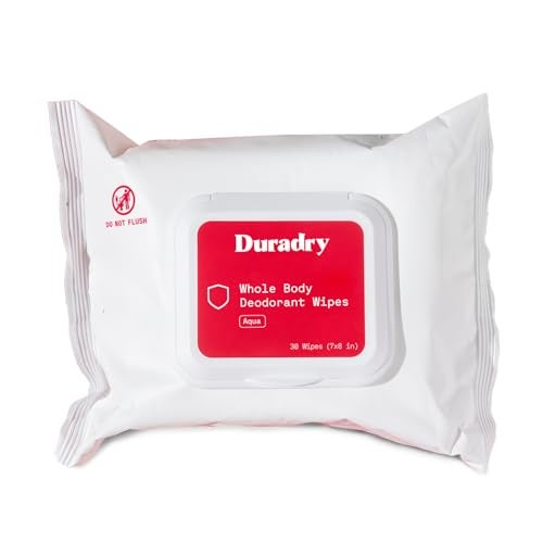 duradry Whole-Body Deodorant Wipes for Men & Women- Body Wipes for Sweat & Odor Control, Use for On-the-Go Cleansing, Gym Sessions, Travel, or Rinse-Free Shower Alternative - Aqua Scent, Pack of 1 - Image 1