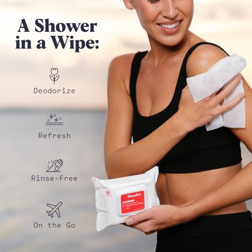 duradry Whole-Body Deodorant Wipes for Men & Women- Body Wipes for Sweat & Odor Control, Use for On-the-Go Cleansing, Gym Sessions, Travel, or Rinse-Free Shower Alternative - Aqua Scent, Pack of 1 - Image 4
