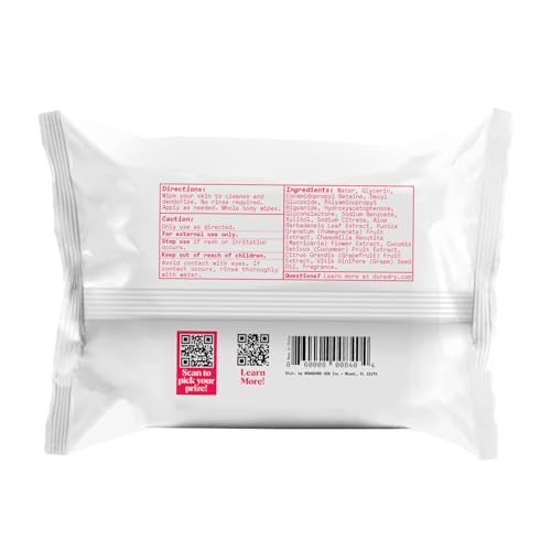 duradry Whole-Body Deodorant Wipes for Men & Women- Body Wipes for Sweat & Odor Control, Use for On-the-Go Cleansing, Gym Sessions, Travel, or Rinse-Free Shower Alternative - Aqua Scent, Pack of 1 - Image 2