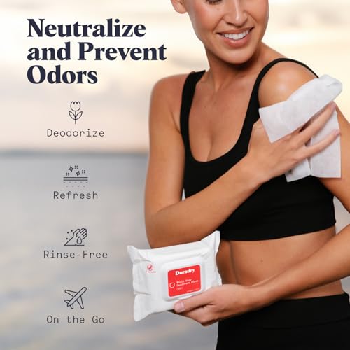 duradry Whole-Body Deodorant Wipes for Men & Women- Body Wipes for Sweat & Odor Control, Use for On-the-Go Cleansing, Gym Sessions, Travel, or Rinse-Free Shower Alternative - Aqua Scent, Pack of 1 - Image 5