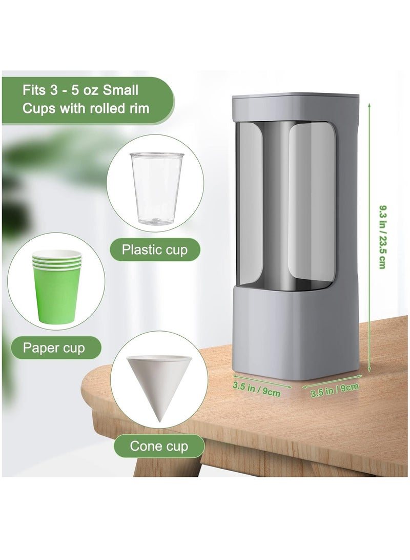 Pull Type Cup Dispenser 2 Pieces Bathroom Water Cup Holder Fits 3 - 5 oz Small Cups Adhesive Wall Mounted Cup Dispenser with Paste Plate for Disposable Paper Cups Home Office Hospital (Gray)  - Image 2