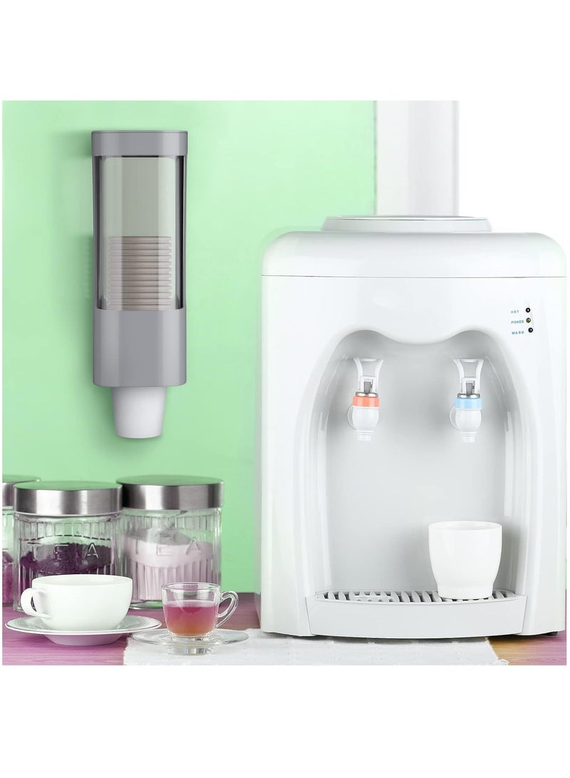 Pull Type Cup Dispenser 2 Pieces Bathroom Water Cup Holder Fits 3 - 5 oz Small Cups Adhesive Wall Mounted Cup Dispenser with Paste Plate for Disposable Paper Cups Home Office Hospital (Gray)  - Image 3
