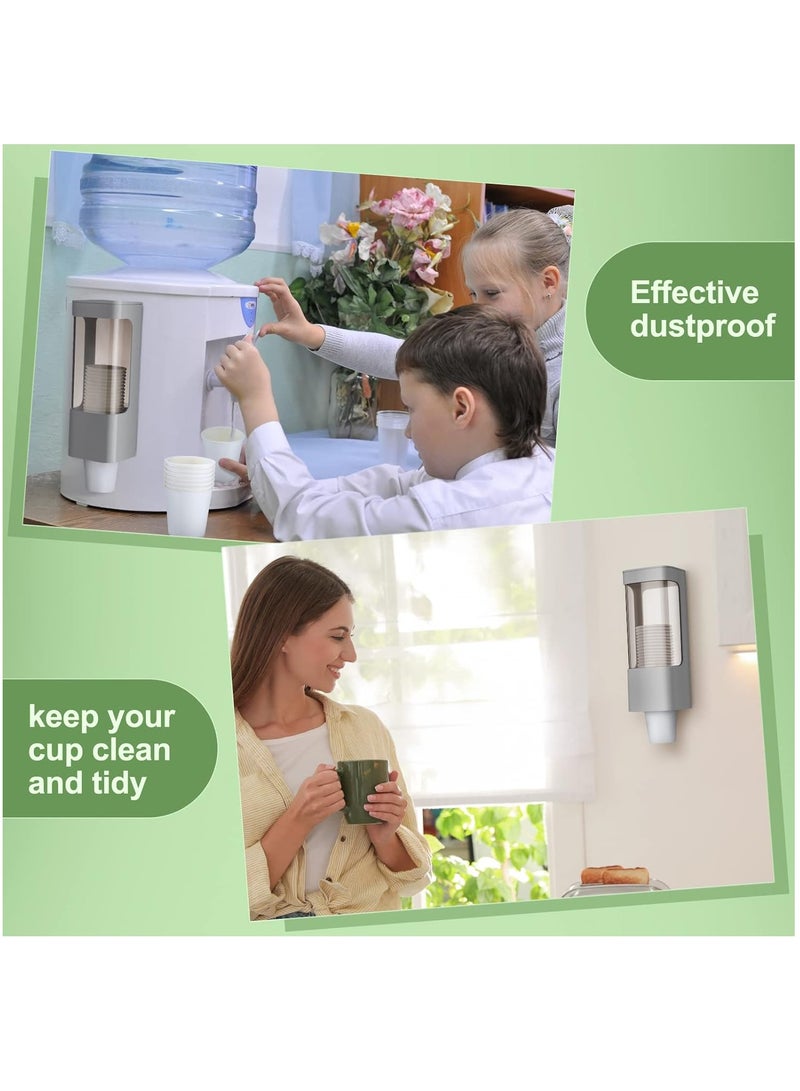 Pull Type Cup Dispenser 2 Pieces Bathroom Water Cup Holder Fits 3 - 5 oz Small Cups Adhesive Wall Mounted Cup Dispenser with Paste Plate for Disposable Paper Cups Home Office Hospital (Gray)  - Image 4