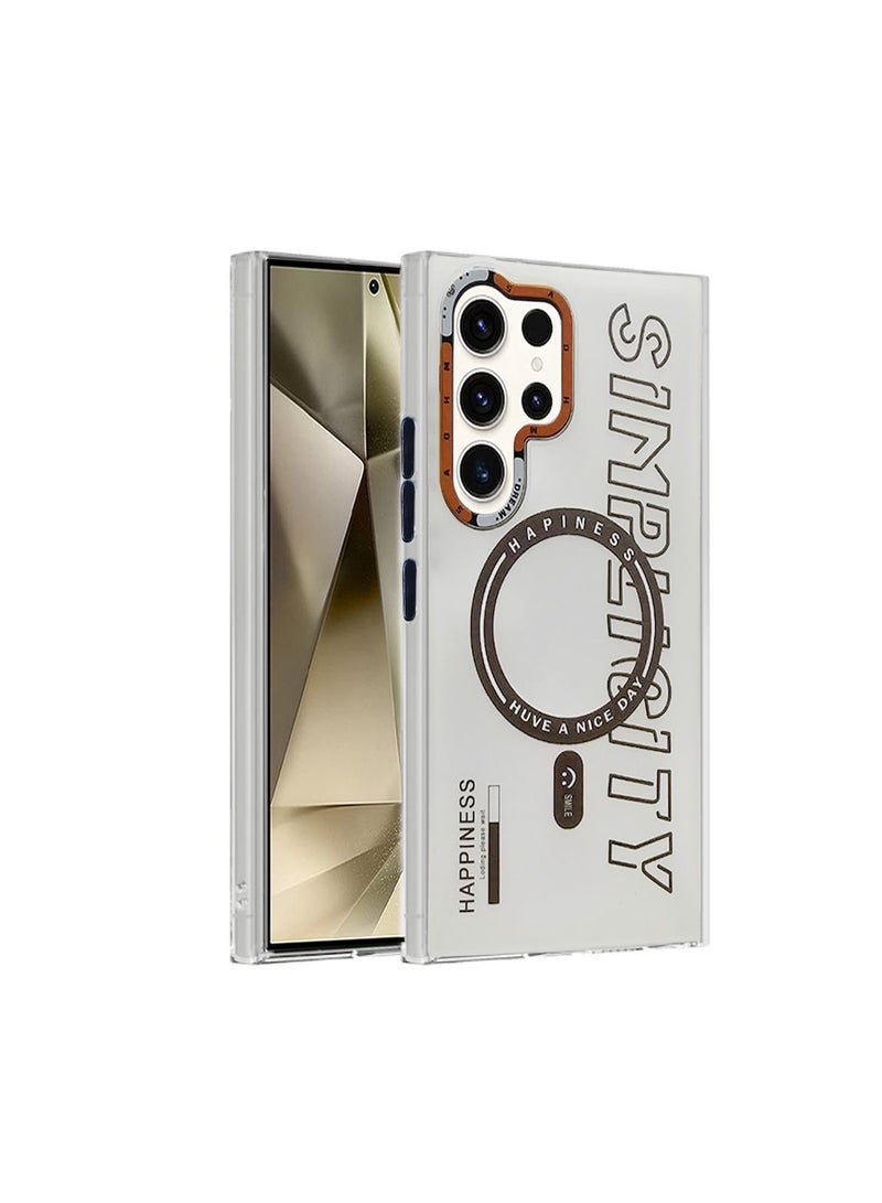 Techie حافظة TPU مغناطيسية شفافة بسيطة جميلة مزودة بحامي عدسة الكاميرا المرتفعة لهاتف سامسونج جالاكسي S24 الترا - أبيض - Image 1