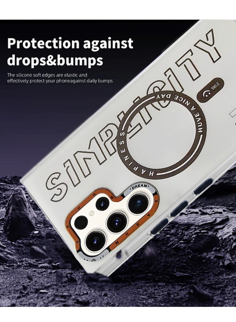 Techie حافظة TPU مغناطيسية شفافة بسيطة جميلة مزودة بحامي عدسة الكاميرا المرتفعة لهاتف سامسونج جالاكسي S24 الترا - أبيض - Image 3