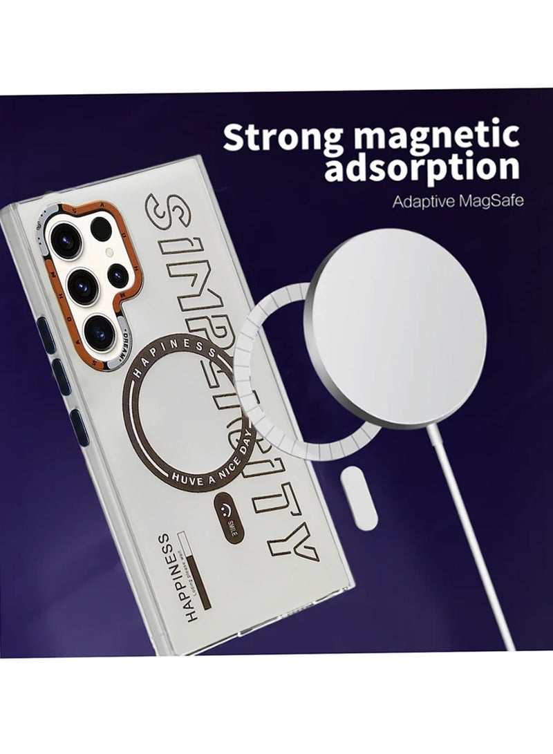 Techie حافظة TPU مغناطيسية شفافة بسيطة جميلة مزودة بحامي عدسة الكاميرا المرتفعة لهاتف سامسونج جالاكسي S24 الترا - أبيض - Image 2