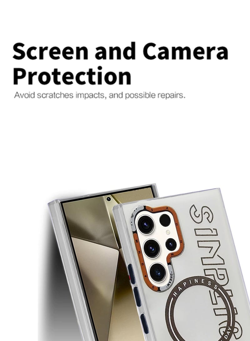 Techie حافظة TPU مغناطيسية شفافة بسيطة جميلة مزودة بحامي عدسة الكاميرا المرتفعة لهاتف سامسونج جالاكسي S24 الترا - أبيض - Image 4