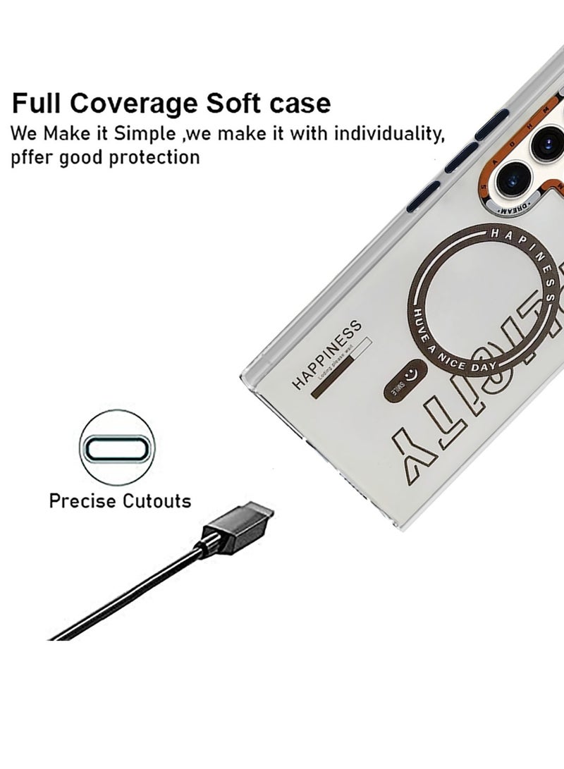 Techie حافظة TPU مغناطيسية شفافة بسيطة جميلة مزودة بحامي عدسة الكاميرا المرتفعة لهاتف سامسونج جالاكسي S24 الترا - أبيض - Image 5