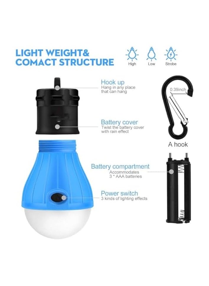 erorex 4Pcs Compact Portable LED Tent Light Bulb for Camping, Durable Water-Resistant ABS Material, 3 Lighting modes, Hanging Hook Design, Ideal for Camping, Hiking, Emergency Use  - Image 2