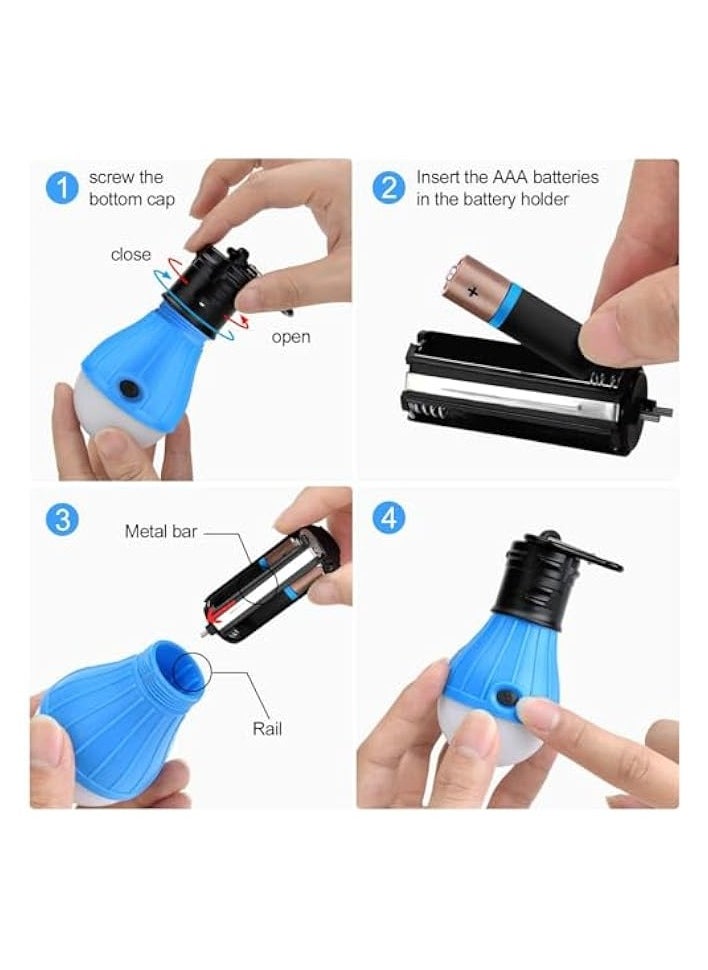 erorex 4Pcs Compact Portable LED Tent Light Bulb for Camping, Durable Water-Resistant ABS Material, 3 Lighting modes, Hanging Hook Design, Ideal for Camping, Hiking, Emergency Use  - Image 3