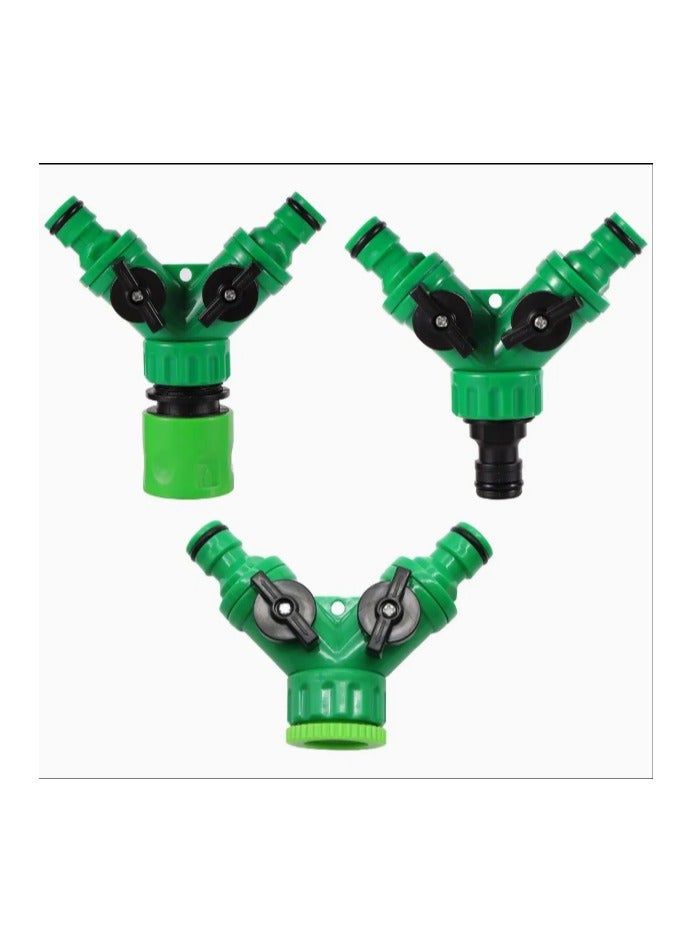 موزع خرطوم الحديقة ثنائي الاتجاه، موصل خرطوم الحديقة البلاستيكية للاستخدام الخارجي، محول سريع لخرطوم المياه، اتصال ملولب (أخضر + أسود) - Image 5