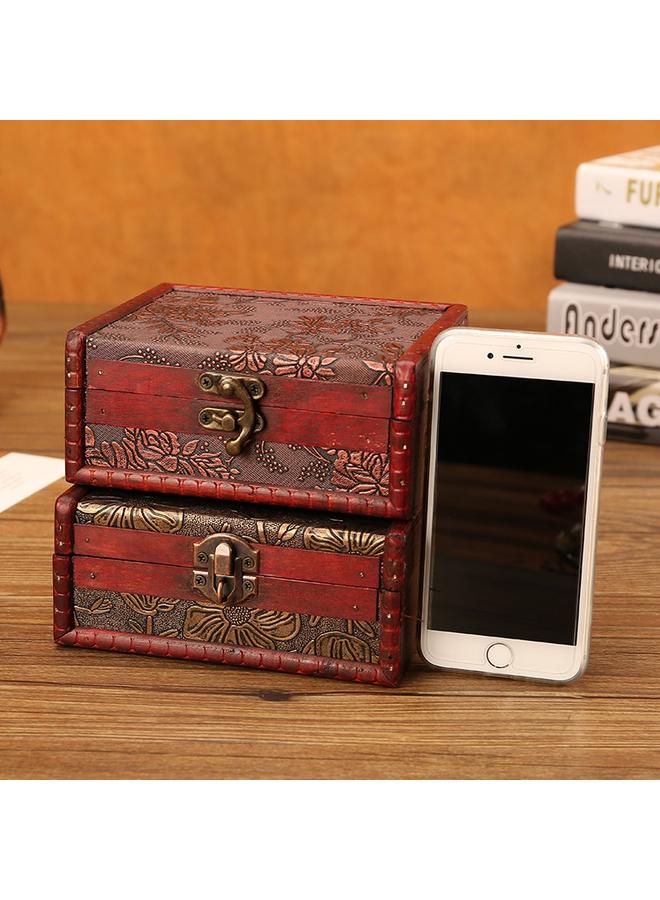 الأزرق جي دبليو صندوق مجوهرات صيني صندوق تخزين خشبي قديم مصنوع يدويًا - Image 3