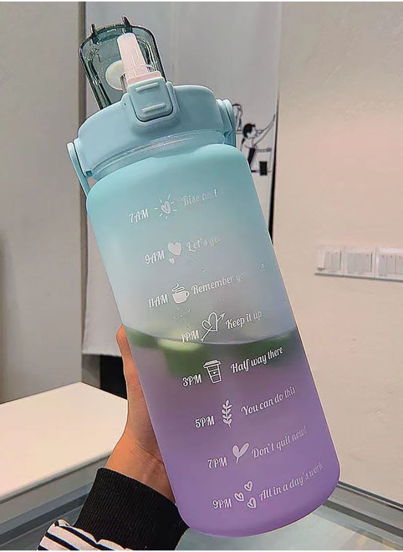 GOLDEN MILLION - 2 Litre Water Bottle for Kids Motivational  2L Water Bottles With Straw Leak Proof With Time Marker For Sport School Gym Office - Image 1